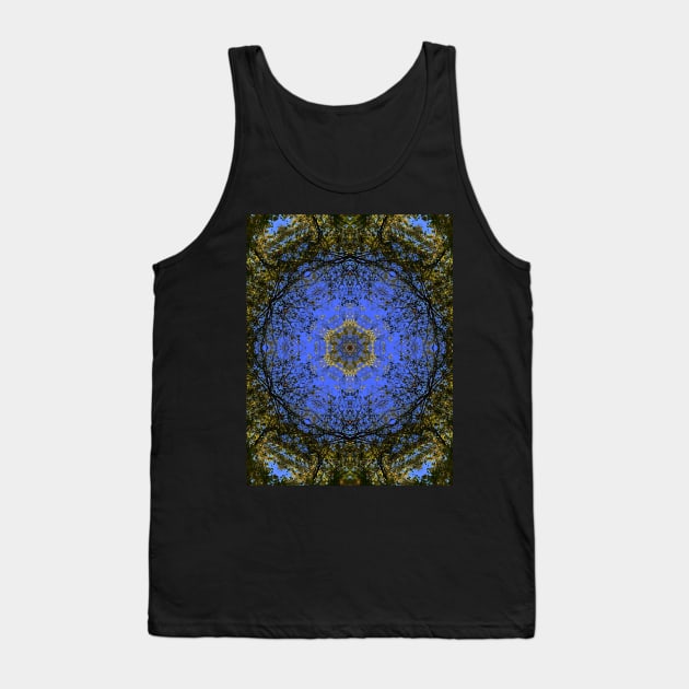 Blue Sky and Fall Foliage Textile Pattern Tank Top by Zen Goat 